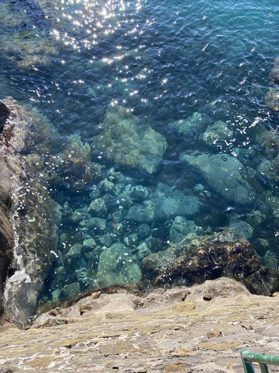 Il fondale visto dall’alto attraverso l’acqua limpida